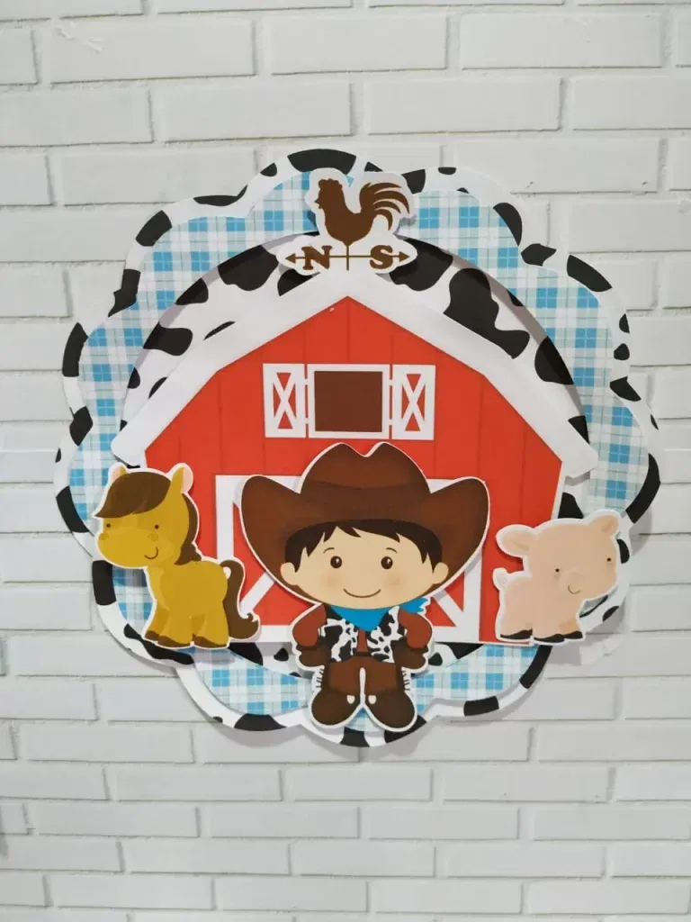 Kit completo de arquivos de corte tema Fazendinha Masculino para decoração, topper e centro de mesa digital.