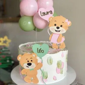 Topo de bolo chá revelação tema ursinhos studio. Topper, decoração, temas e festas.