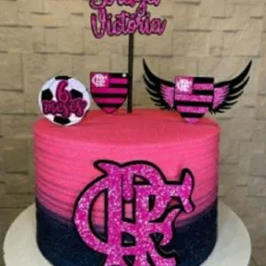 Arquivo de corte de topo de bolo Flamengo Feminino em Studio. Topper, decoração e festas.