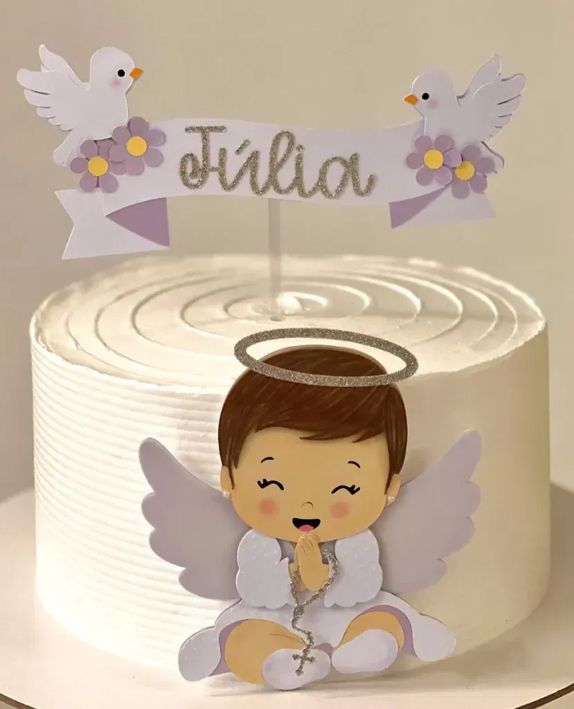 Topper Batismo Menina Silhouette.