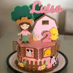 Topo de bolo tema fazendinha menina studio. Decoração, temas, festas e topper.