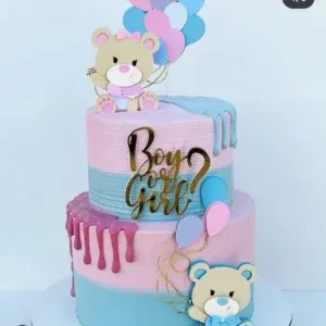 Topo de bolo ursinho cha revelação studio. Topper, decoração, temas e festas.