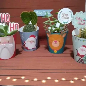 Arquivo digital para capa de suculenta tema Natal no formato Studio para lembrancinha de festa e decoração natalina para imprimir.