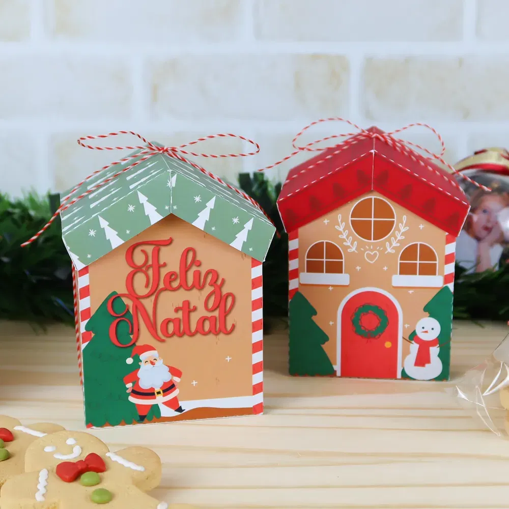 Arquivo de corte digital para lembrancinha e decoração tema Casinha Natalina nos formatos Studio, PDF e imagem em alta resolução PNG.