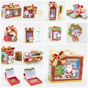 Conjunto de arquivos digitais tema Natal para imprimir e cortar nos formatos Studio e PDF para topo de bolo e enfeites.