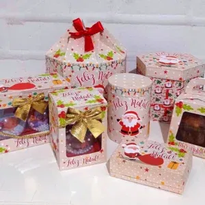 Arquivo digital tema Natal Rosa no formato Studio e PDF para centro de mesa e decoração de festa natalina feminina para imprimir e recortar.