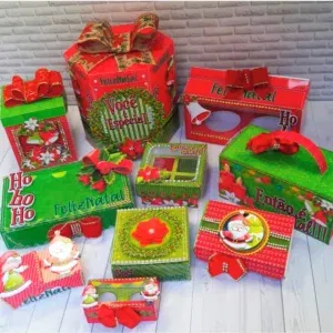 Arquivo digital tema Centro de Mesa Natalino no formato Studio para decoração de festa de Natal e mesas temáticas para imprimir e recortar.