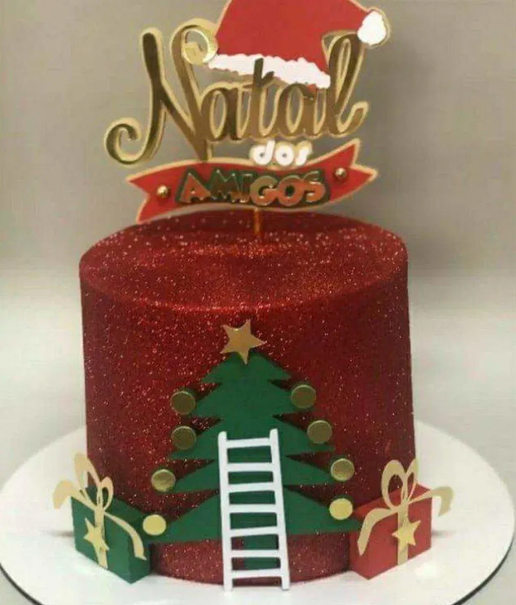 Arquivo digital tema Natal Dos Amigos no formato Studio para topo de bolo e decoração de festa natalina para imprimir e recortar.