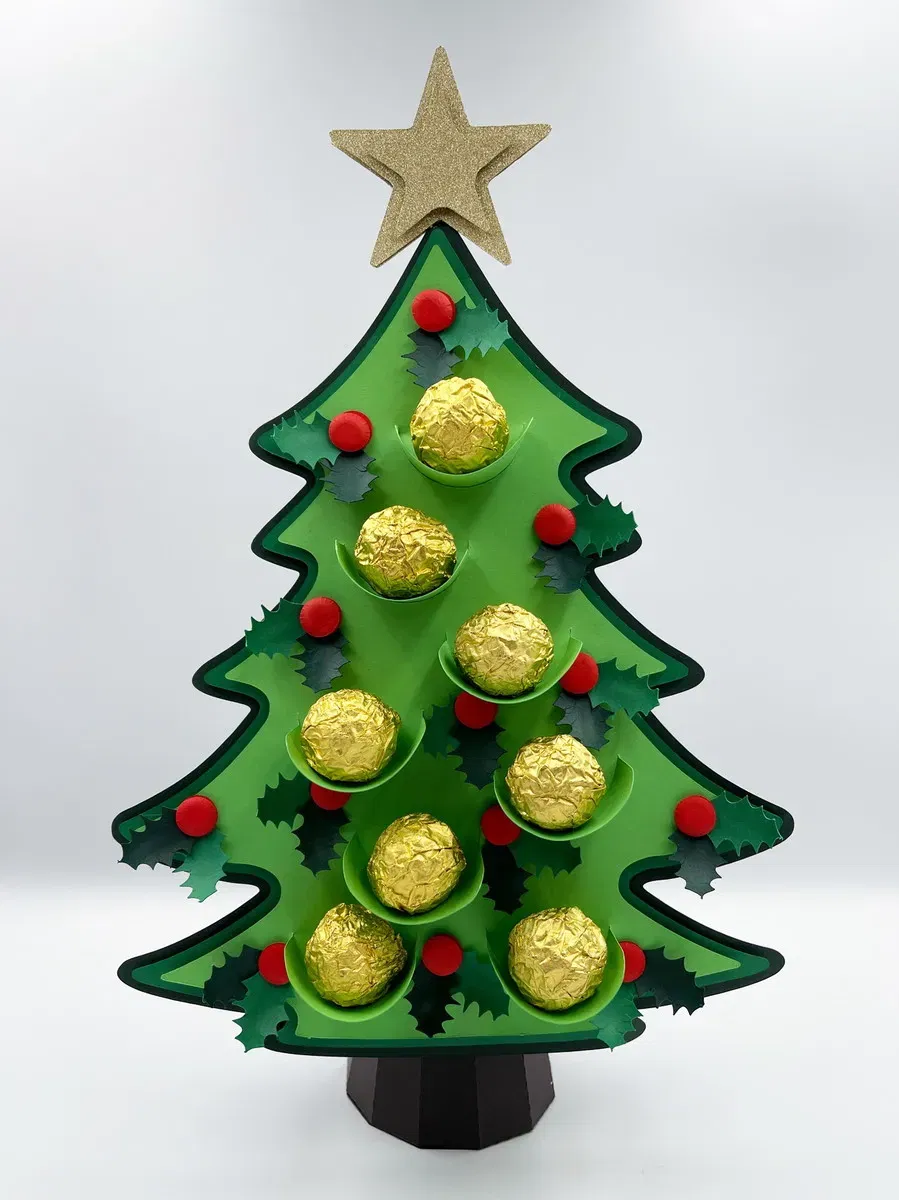 Arquivo digital tema Árvore de Natal no formato Studio para topo de bolo e decoração de festa natalina para imprimir e recortar.