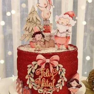 Arquivo digital tema Natal Aquarela no formato Studio para topo de bolo e decoração de festa natalina artística para imprimir e recortar.