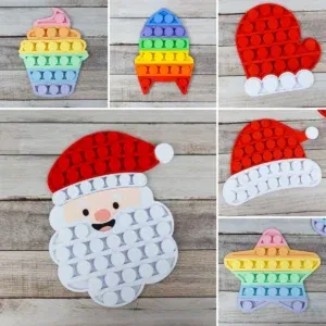 Arquivo digital tema Natal Pop It no formato Studio para topo de bolo e decoração de festa natalina infantil para imprimir e recortar.