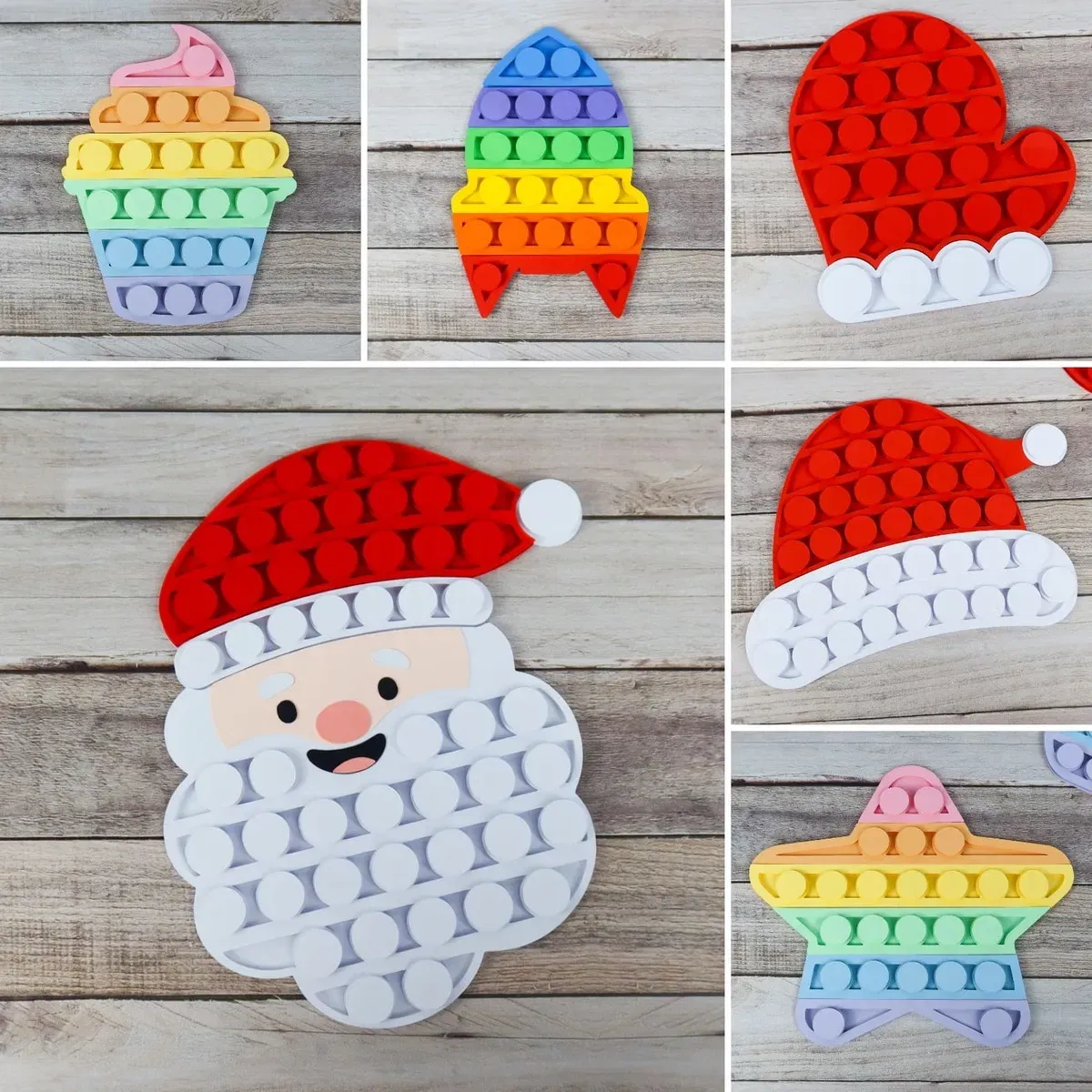 Arquivo digital tema Natal Pop It no formato Studio para topo de bolo e decoração de festa natalina infantil para imprimir e recortar.