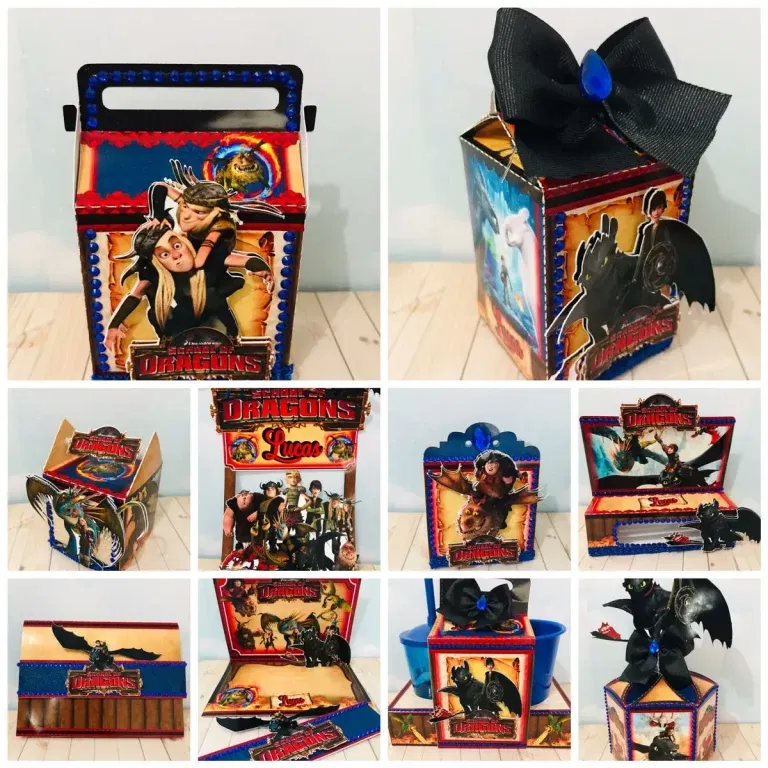 Arquivo de corte digital tema Como Treinar Seu Dragão para aniversário nos formatos Studio e PDF para máquinas Silhouette ou tesoura, ideal para personalizados de luxo.