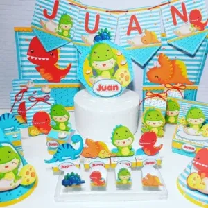 Moldes digitais de decoração tema Dinossauro nos formatos Studio e PDF para impressão de alta resolução e personalizados de festas infantis.