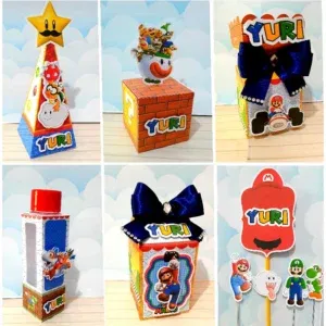 Arquivo digital tema Mario Bros nos formatos Studio e PDF para decoração de aniversário simples para imprimir e recortar na Silhouette.