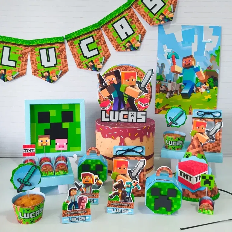 Aniversário Simples Minecraft Studio e Pdf