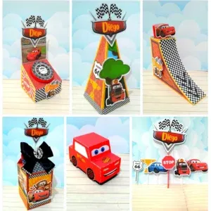 Arquivo de corte digital tema Carrinhos para aniversário nos formatos Studio e PDF para máquinas Silhouette ou tesoura, ideal para decoração de festas infantis e personalizados.