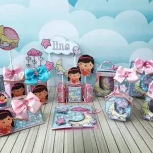 Arquivo de corte digital tema Festa do Pijama para aniversário nos formatos Studio, PNG e PDF para máquinas Silhouette ou tesoura, ideal para decoração lúdica.