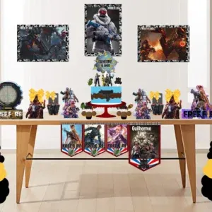 Arquivo digital para festa com tema Free Fire nos formatos Studio e PDF para máquinas de corte Silhouette ou tesoura, ideal para decoração de festas gamers.