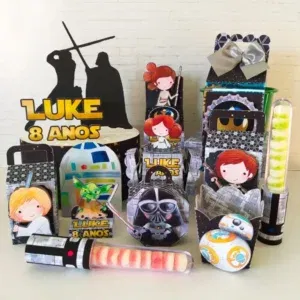 Arquivo de corte digital tema Star Wars para aniversário nos formatos Studio e PDF para máquinas Silhouette ou tesoura, ideal para decoração galáctica.