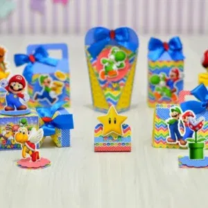 Arquivo digital para festa tema Mario e Luigi no formato Studio para topo de bolo e itens de decoração para imprimir e recortar na Silhouette.