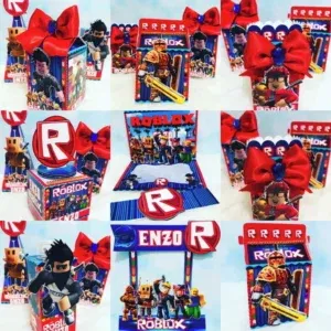 Arquivo digital para centro de mesa tema Roblox nos formatos Studio e PDF para imprimir e recortar na Silhouette ou tesoura.