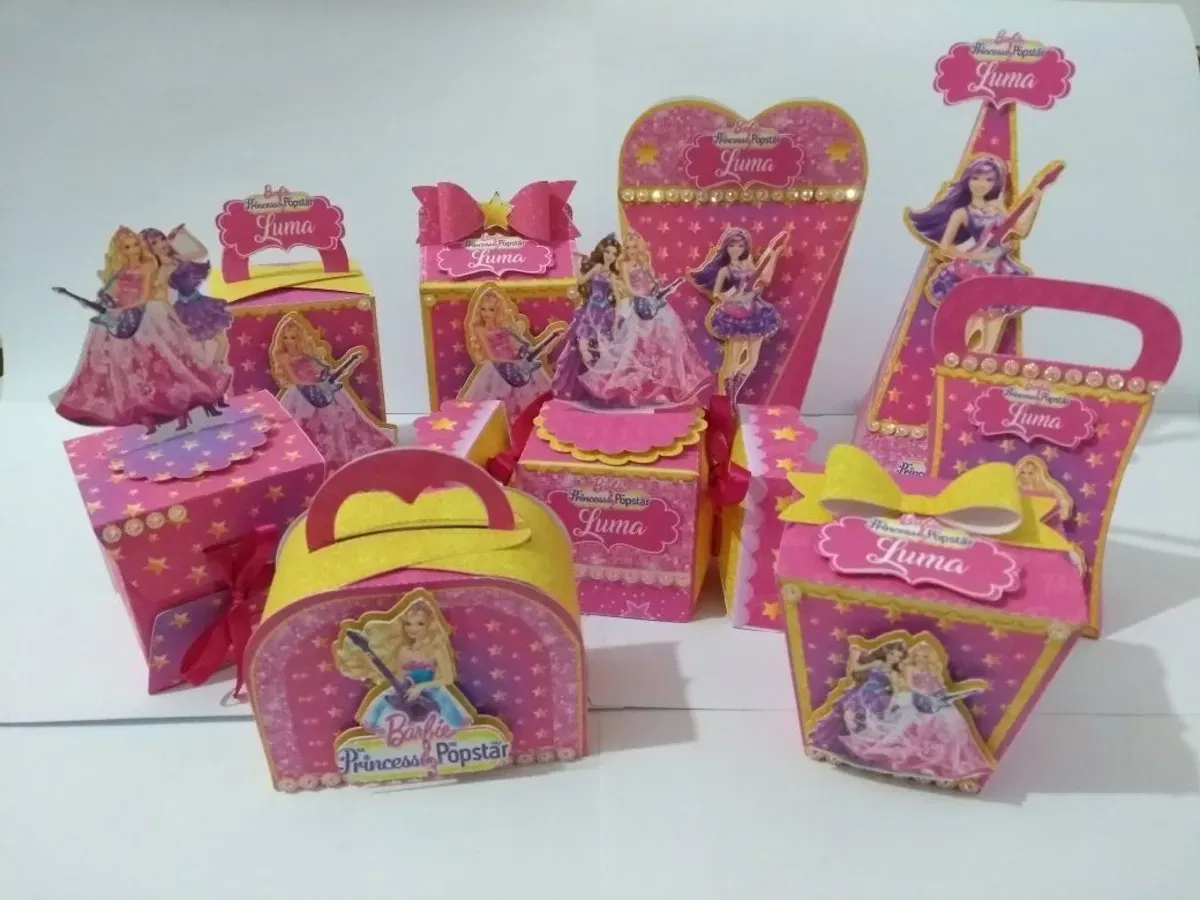 Arquivo digital de decoração simples tema Barbie no formato Studio para máquinas de corte Silhouette, ideal para festas em casa e personalizados rápidos.