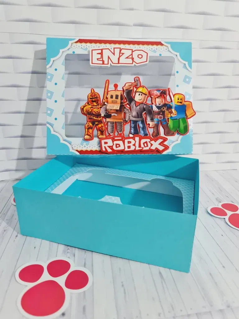 Arquivo de corte digital para caixa formato controle tema Roblox nos formatos Studio e PDF para Silhouette e recorte manual.