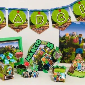 Arquivo digital de corte tema Minecraft nos formatos Studio e PDF para máquinas Silhouette ou tesoura, ideal para decoração de festas e personalizados infantis.