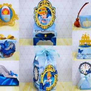 Arquivo digital tema Cinderela no formato Studio para topo de bolo e topper de princesa para imprimir e recortar na Silhouette.