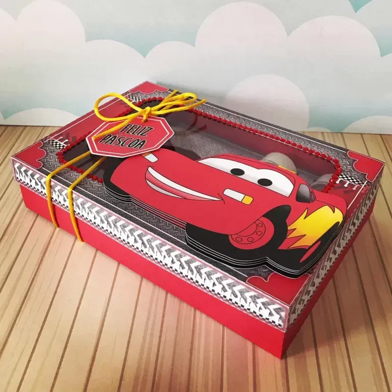 Arquivo para caixa ovo de colher e mini confeiteiro Carros nos formatos Studio e PDF, pronto para imprimir e recortar na Silhouette ou tesoura.