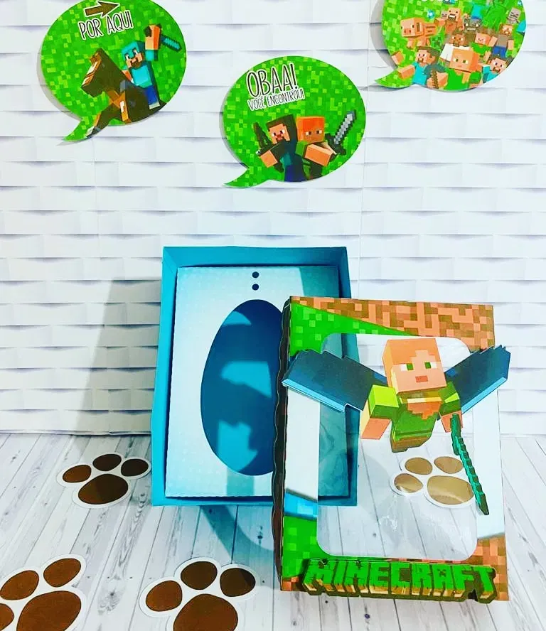 Arquivo para topo de bolo e embalagens de Páscoa Minecraft nos formatos Studio e PDF, pronto para imprimir e recortar na Silhouette.