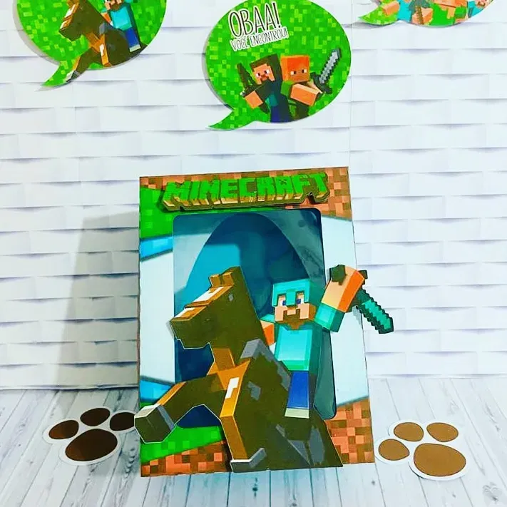 Moldes digitais de Páscoa do Minecraft nos formatos Studio e PDF para impressão de alta resolução e embalagens de ovos de chocolate.