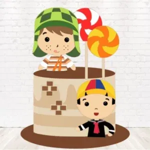 Arquivo de corte digital para topo de bolo no tema Chaves e Kiko no formato Studio para máquinas Silhouette, ideal para decoração de festas infantis e aniversários.