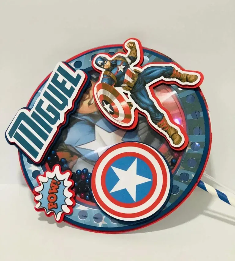 Moldes digitais de Capitão América para festa nos formatos Studio e PDF para impressão de alta qualidade e corte preciso na Silhouette.