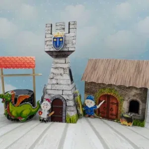 Moldes de corte Silhouette tema Cavaleiro e Dragão em formato Studio para impressão de alta resolução e personalizados de festas infantis.