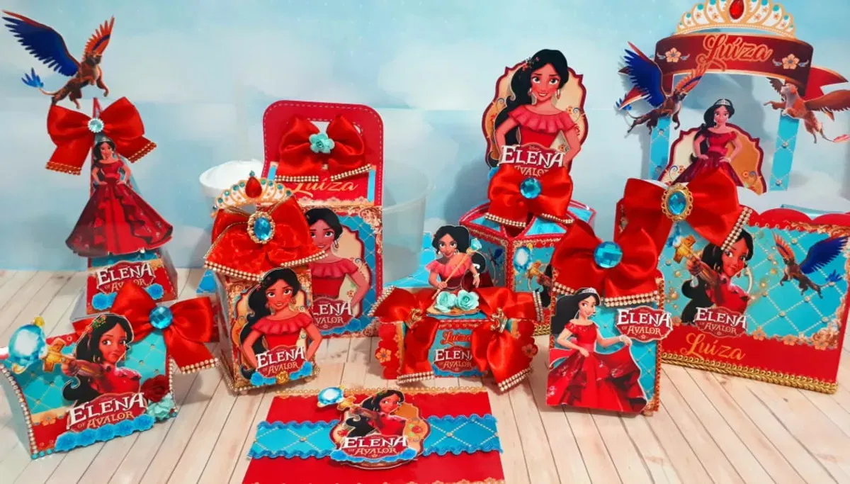 Arquivo de corte digital para topper de bolo e itens de decoração tema Elena de Avalor nos formatos Studio e PDF para Silhouette.