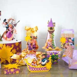 Arquivo de corte digital tema Enrolados nos formatos Studio e PDF para máquinas Silhouette ou tesoura, ideal para decoração de festas e personalizados.