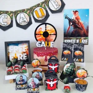 Arquivo digital tema Free Fire nos formatos Studio e PDF para decoração de festa para imprimir e recortar na Silhouette ou tesoura.