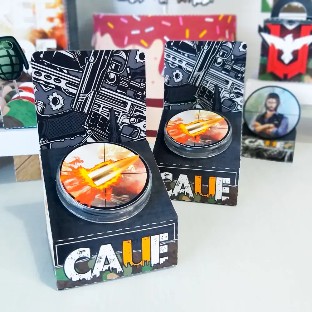 Arquivo de Free Fire para recortar nos formatos PDF e Studio ideal para decoração de mesas e festas de aniversário gamers.