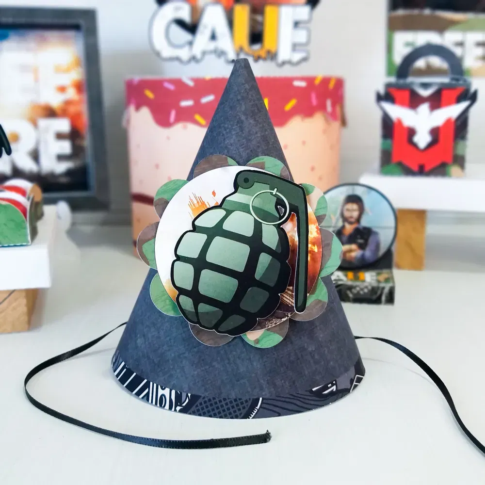 Conjunto de arquivos digitais tema Free Fire para festas para imprimir e recortar nos formatos Studio e PDF para máquinas de corte.