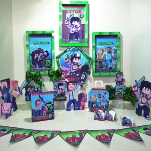 Arquivo para topo de bolo e personalizados Minecraft nos formatos Studio e PDF, pronto para imprimir e recortar na Silhouette ou tesoura.