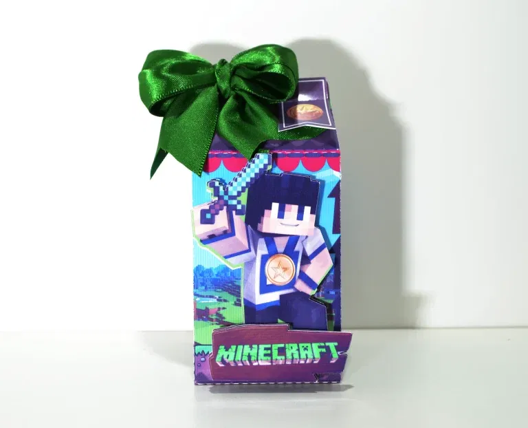 Molde de topo de bolo temático Minecraft nos formatos Studio e PDF para impressão em alta resolução e decoração de festas de aniversário.