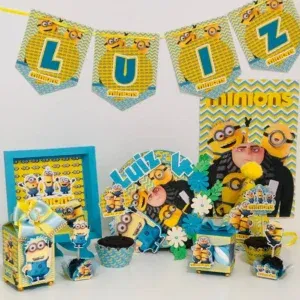Arquivo dos Minions para recortar nos formatos PDF e Studio ideal para centros de mesa e decorações de festas infantis.