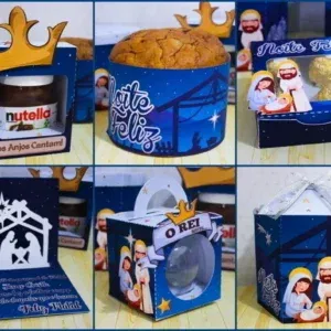 Conjunto de arquivos digitais tema Natal Religioso para imprimir e recortar no formato Studio para topo de bolo e enfeites de mesa.