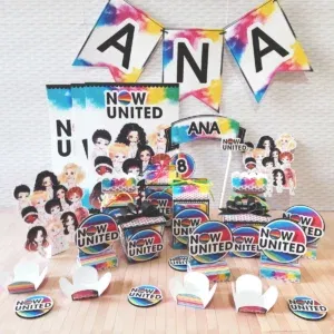 Arquivo digital tema Now United nos formatos Studio, PNG e PDF para decoração de festa para imprimir e recortar na Silhouette ou tesoura.