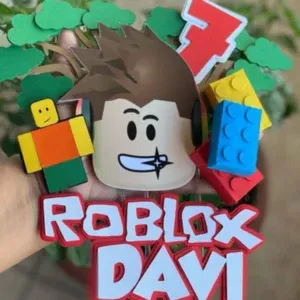 Arquivo digital tema Roblox no formato Studio para topo de bolo e topper gamer para imprimir e recortar na máquina Silhouette.