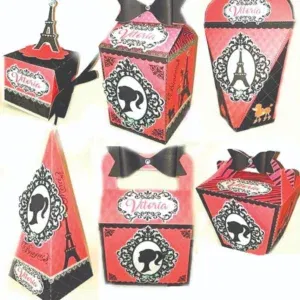 Arquivo de corte digital tema Barbie em Paris no formato Studio para máquinas Silhouette, ideal para decoração de festas luxuosas e personalizados de aniversário.