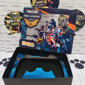 Arquivo digital de caixa em formato de controle de videogame tema Free Fire nos formatos Studio e PDF para imprimir e recortar na Silhouette ou tesoura.