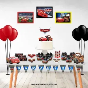 Arquivo de corte digital tema Carros Disney para festa de aniversário nos formatos Studio e PDF para máquinas Silhouette ou tesoura, ideal para personalizados de luxo.